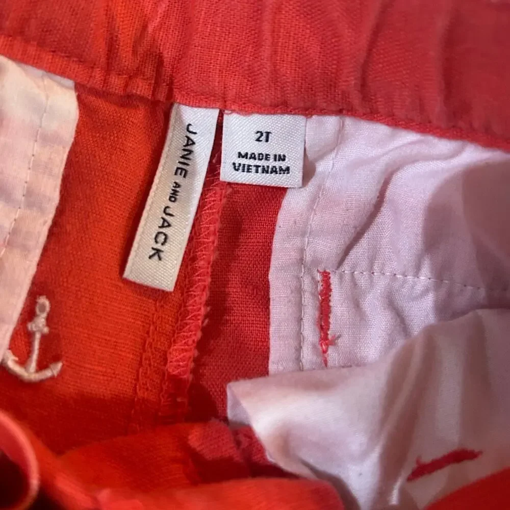 Janie and Jack Red Toddler Anchor Embroidered Shorts size 2T